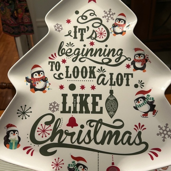Christmas Tree Shaped Plate Penguin It’s Beginning to Look a lot like Christmas - Picture 14 of 16